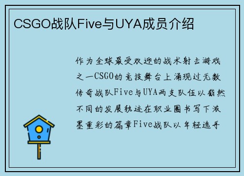 CSGO战队Five与UYA成员介绍